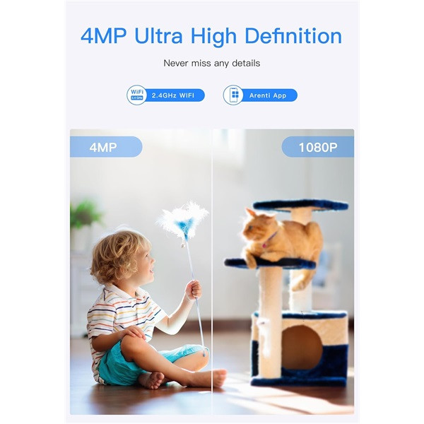 Arenti ip wifi csempekamera - in1q (4mp, 3,6mm, beltéri, ir10m, microsd, mikrofon, hangszóró)