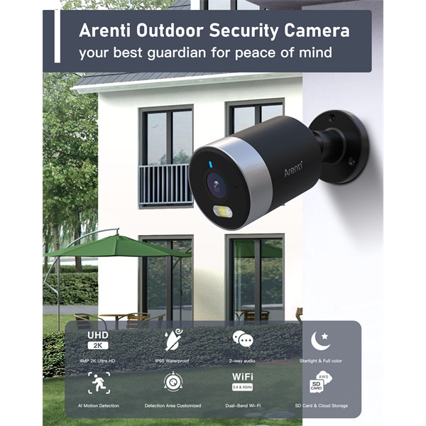 Arenti ip wifi csőkamera - outdoor1 (4mp, 2,8mm, kültéri, ir10m, microsd, mikrofon, hangszóró)