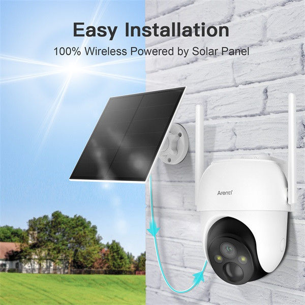 Arenti ip wifi pt dómkamera - go2t + sp2 (3mp, 4mm, kültéri, ir10m, 5200mah, microsd, mikrofon, hangszóró, sp2 napelem)