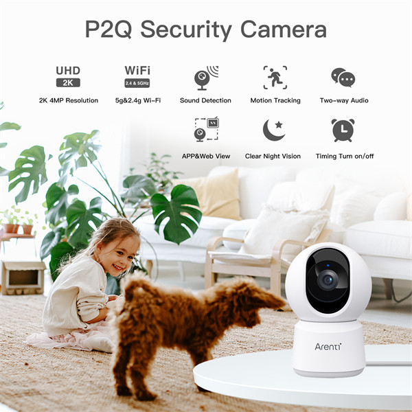 Arenti ip wifi pt dómkamera - p2q (4mp, 3,6mm, beltéri, ir10m, microsd, mikrofon, hangszóró)