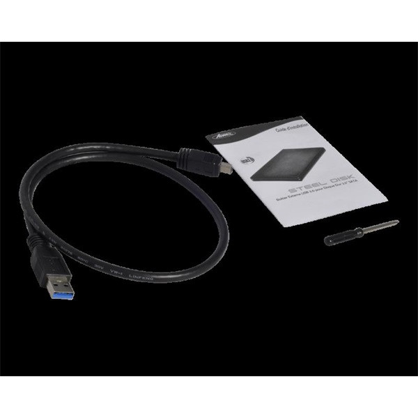 Advance külső hdd/ssd ház 2.5" - steeldisk 2.5" (usb-a3.0 to sata, fekete)