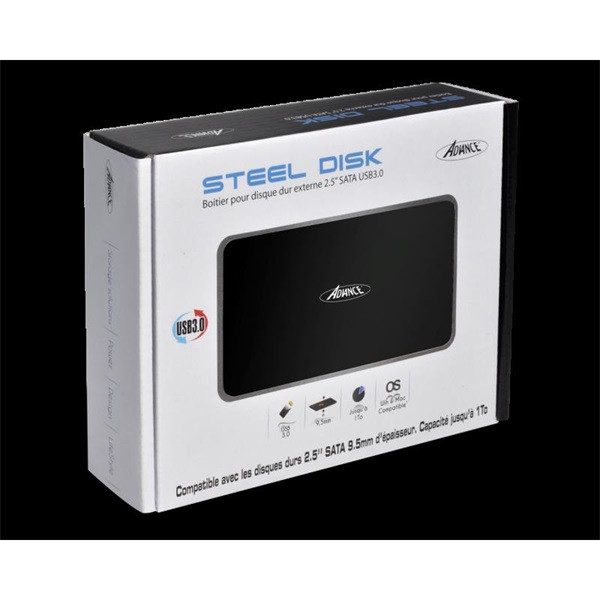 Advance külső hdd/ssd ház 2.5" - steeldisk 2.5" (usb-a3.0 to sata, fekete)