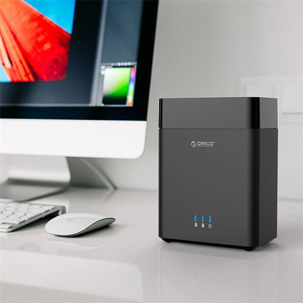Orico külső hdd tároló 3.5" - ds200c3-eu-bk (2 fiók, usb-c 3.1 gen1, max.: 2x16tb, fekete)