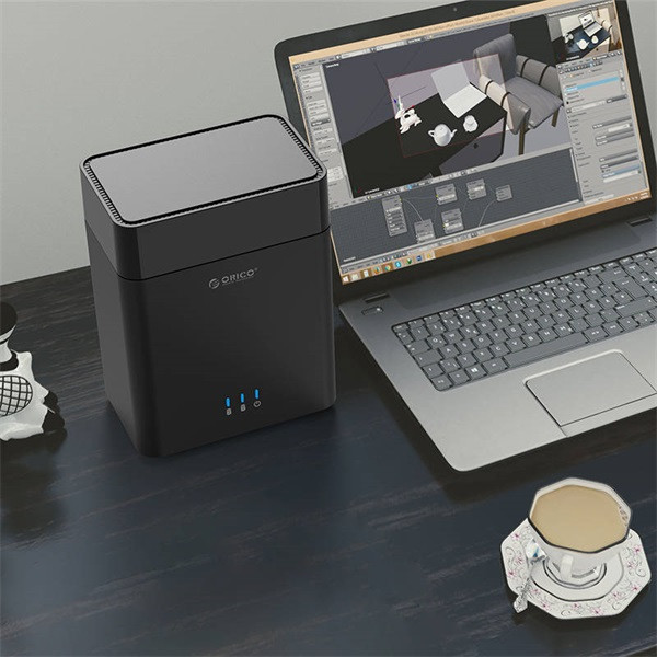 Orico külső hdd tároló 3.5" - ds200c3-eu-bk (2 fiók, usb-c 3.1 gen1, max.: 2x16tb, fekete)