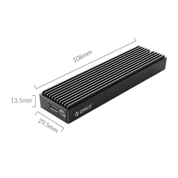 Orico külső m.2 ház - m2pv-c3-bk/72/ (usb-c 3.1 gen2 -> m.2 nvme, max.: 2tb, 10 gbps)