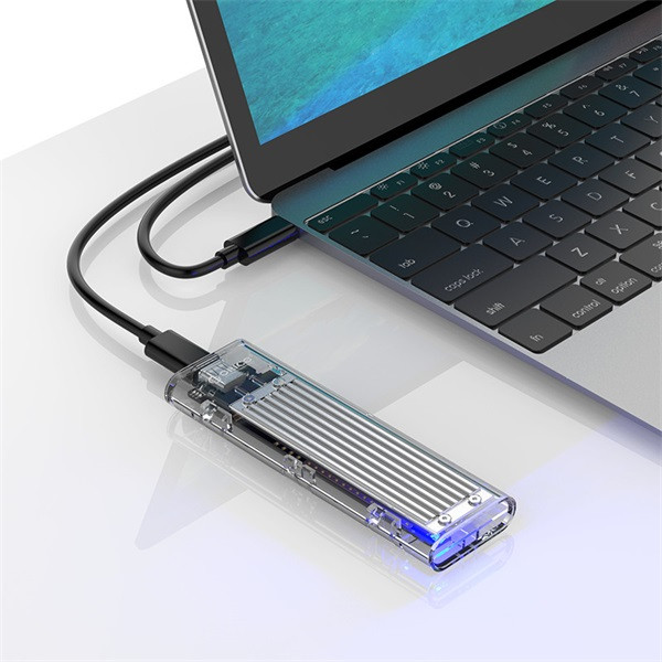 Orico külső m.2 ház - tcm2-c3-sv/57/ (usb-c 3.1-> m.2 nvme, max.: 2tb, 10 gbps, szürke)