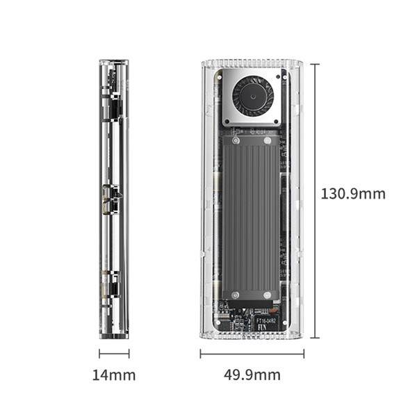 Orico külső m.2 ház - tcm2-g20-s (usb-a -> m.2 nvme(m-key; b&m key), max.: 4tb, 20 gbps, szürke)