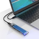 Orico külső m.2 ház - tcm2m-c3-bl/59/ (usb3.1 usb-c 3.1 gen2 -> m.2 nvme, max.: 2tb, 10 gbps, kék/átlátszó)