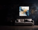 Golden Splash on Azure Canvas