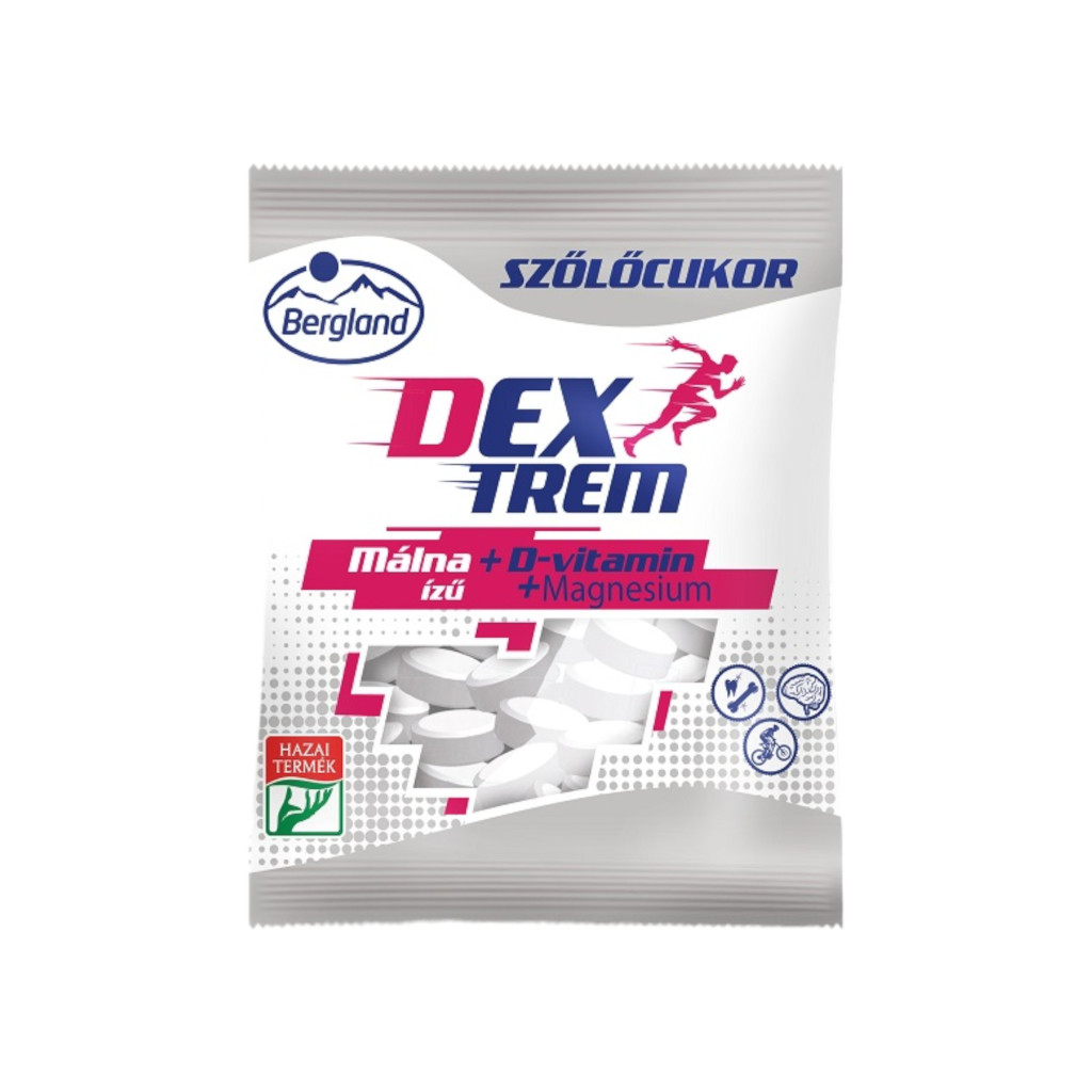 Cukier winogronowy Dextreme - malinowy smak + witamina D + magnez 70g