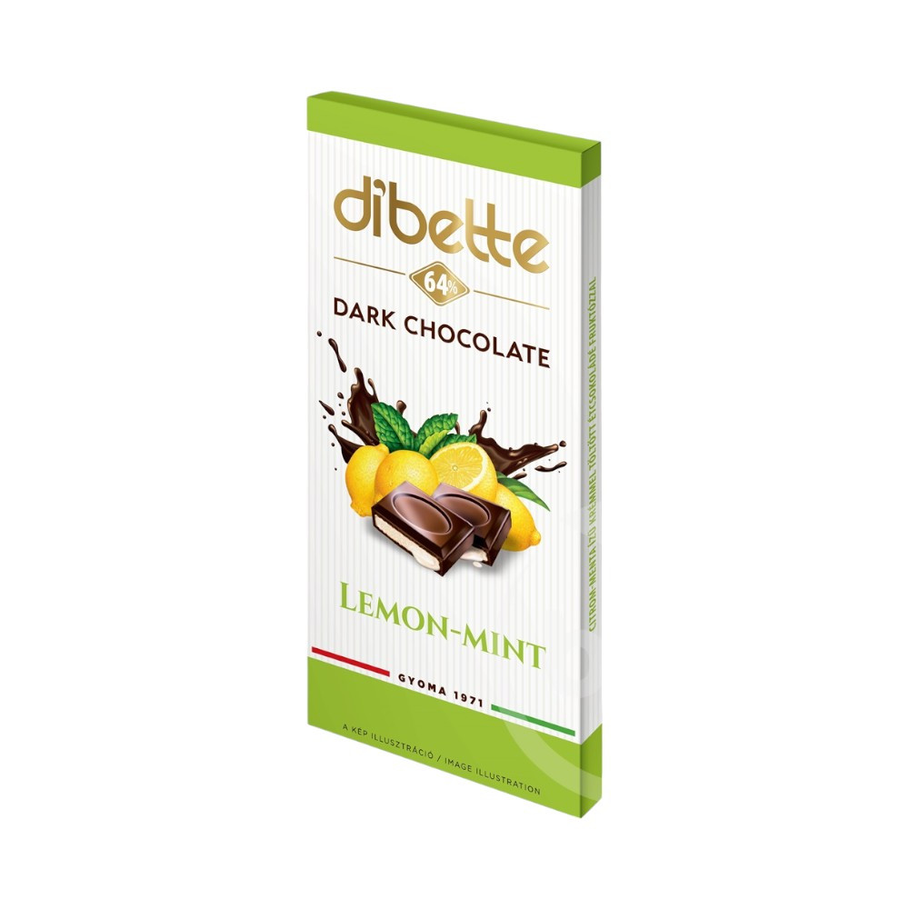 Dibette citrom-menta ízű krémmel töltött étcsokoládé fruktózzal 80 g
