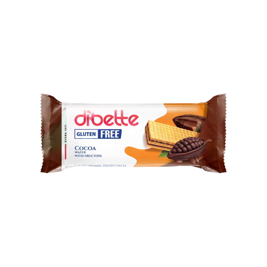 Dibette kakaós krémmel töltött mártatlan ostya, fruktózzal gluténmentes 50 g