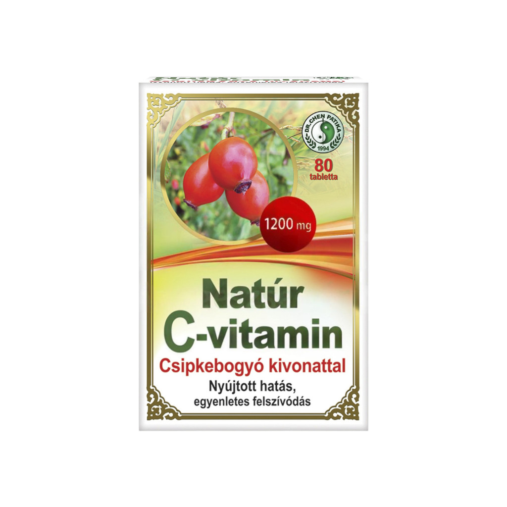 Dr. Chen prírodné vitamín C tablety s extraktom z ruží, 80 kusov.