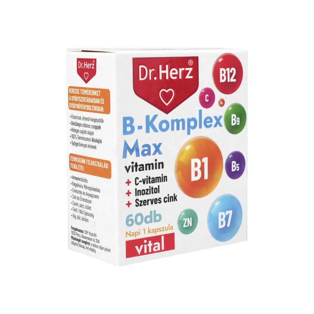 Dr. Herz B-KOMPLEX MAX+C-VITAMIN+INOZITOL+SZERVES CINK KAPSZULA 60 DB