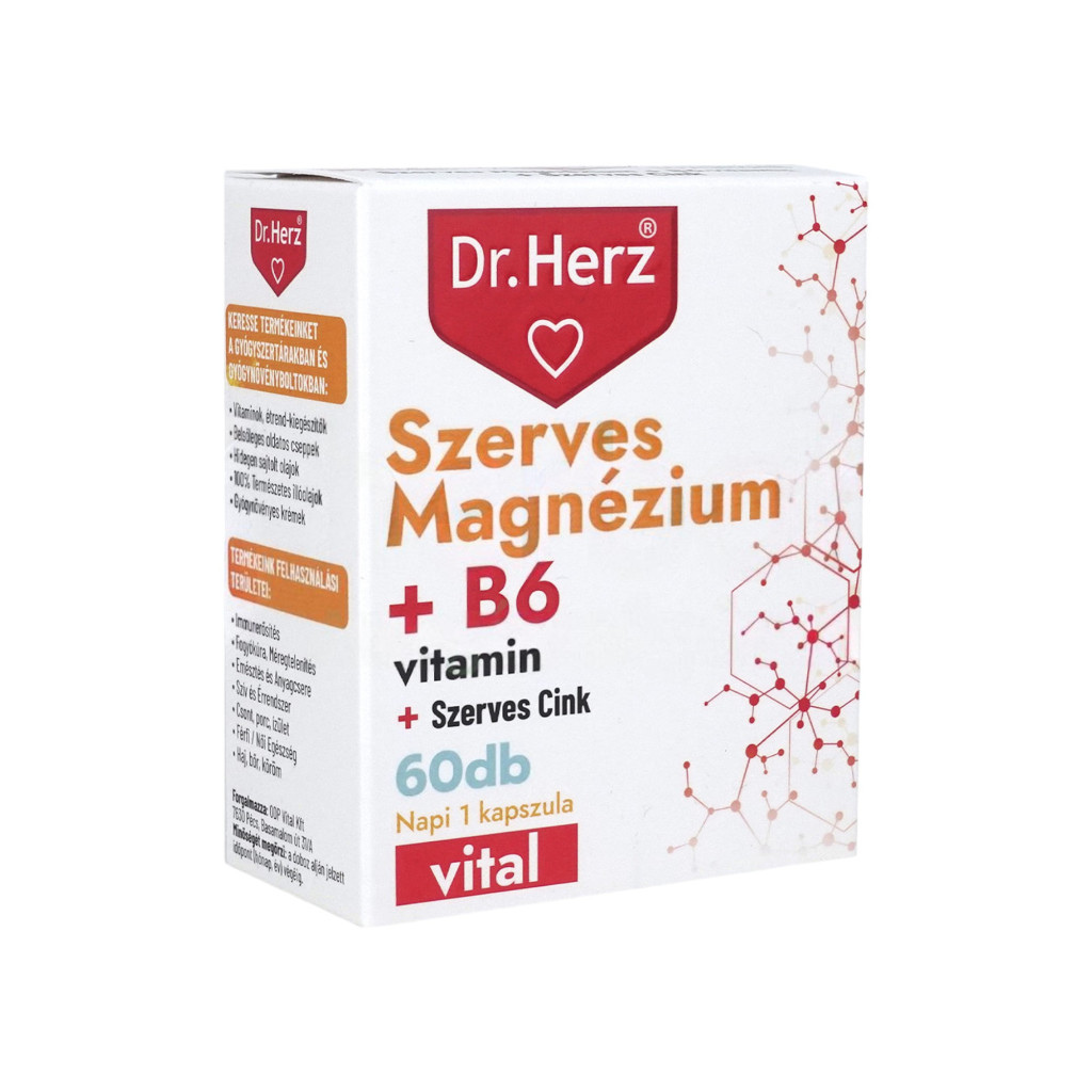 Dr. Herz SZERVES MAGNÉZIUM+B6+SZERVES CINK KAPSZULA 60 DB