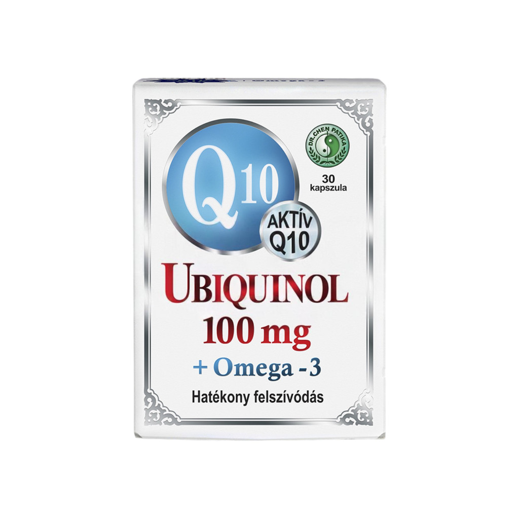 Kapsule Dr. Chen Q10 Ubiquinol 100mg + Omega3 v podobe lágového gélu, 30 ks