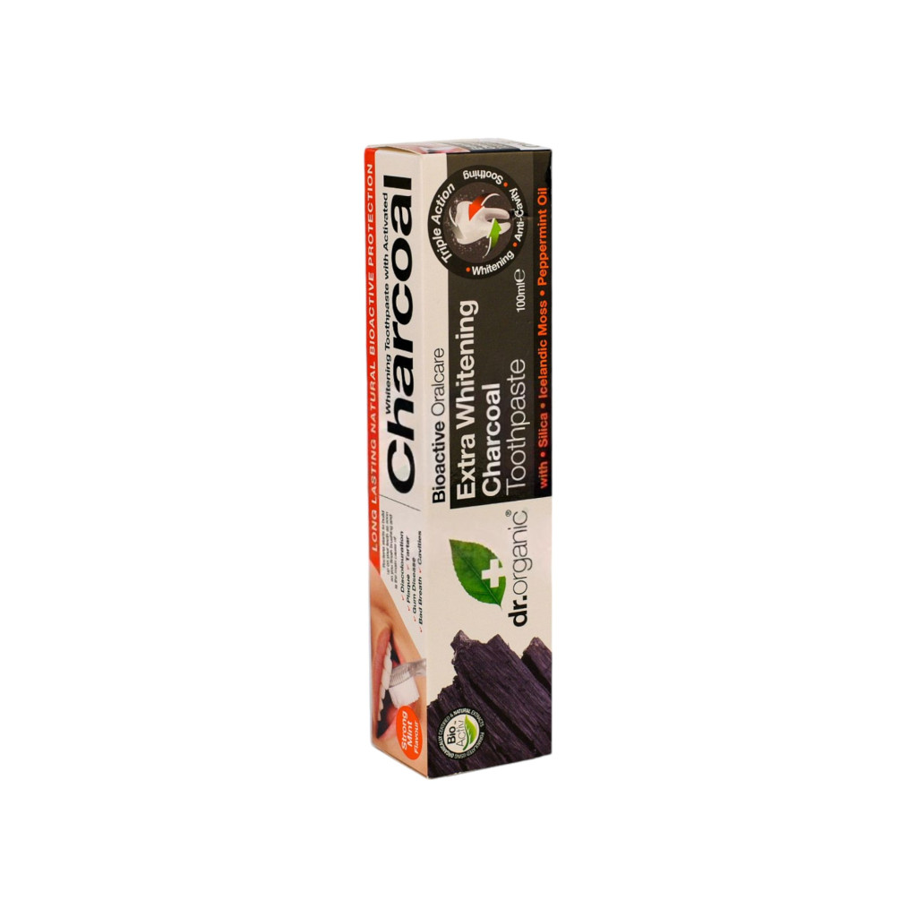 Dr.organic extra fehérítő fogkrém aktív szénnel 100 ml