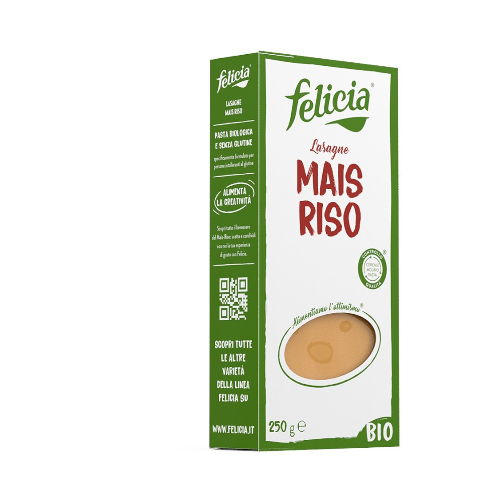 Bio bezlepková cestovina Felicia z kukuričnej a ryžovej múky na lasagnu, 250 g