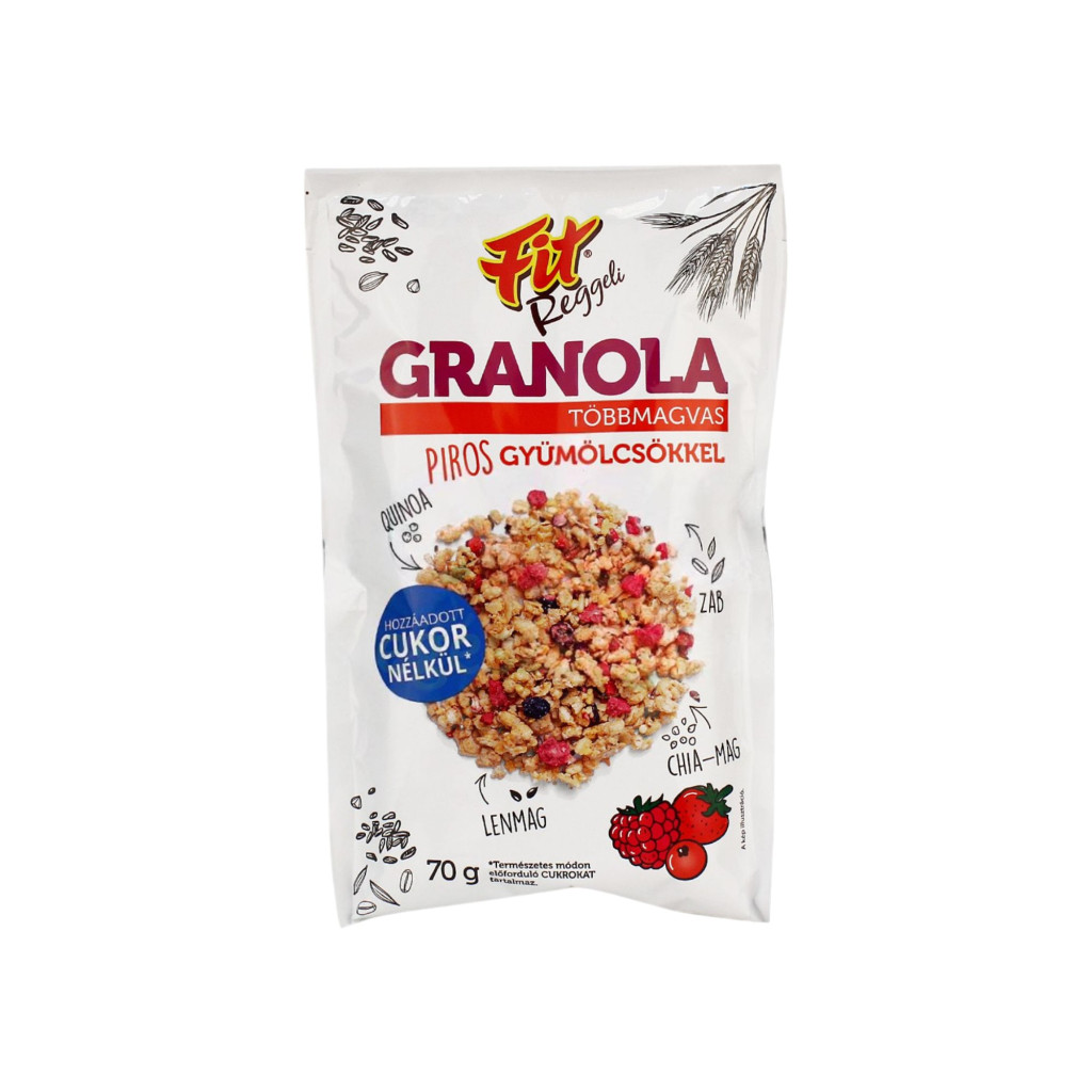 Fitness breakfast granola with red berries and seeds, 70 g