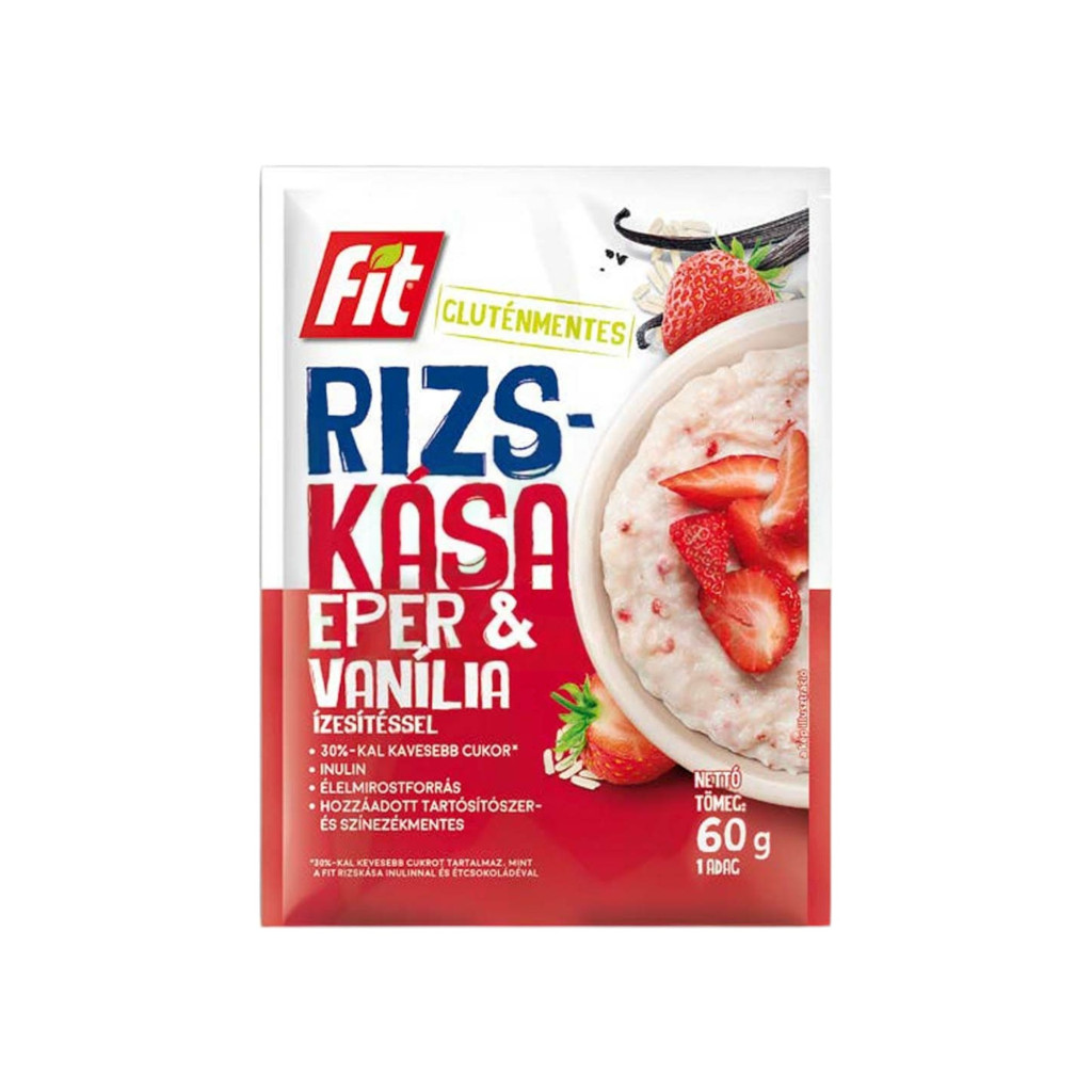 Healthy breakfast: rice porridge with inulin and dried strawberry pieces vanilla 60 g