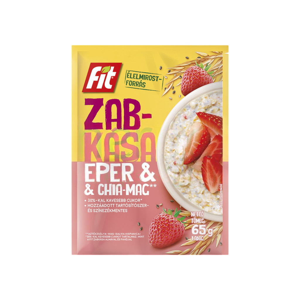 Zdrowe śniadanie: owsianka z nasionami chia i truskawkami, 65 g