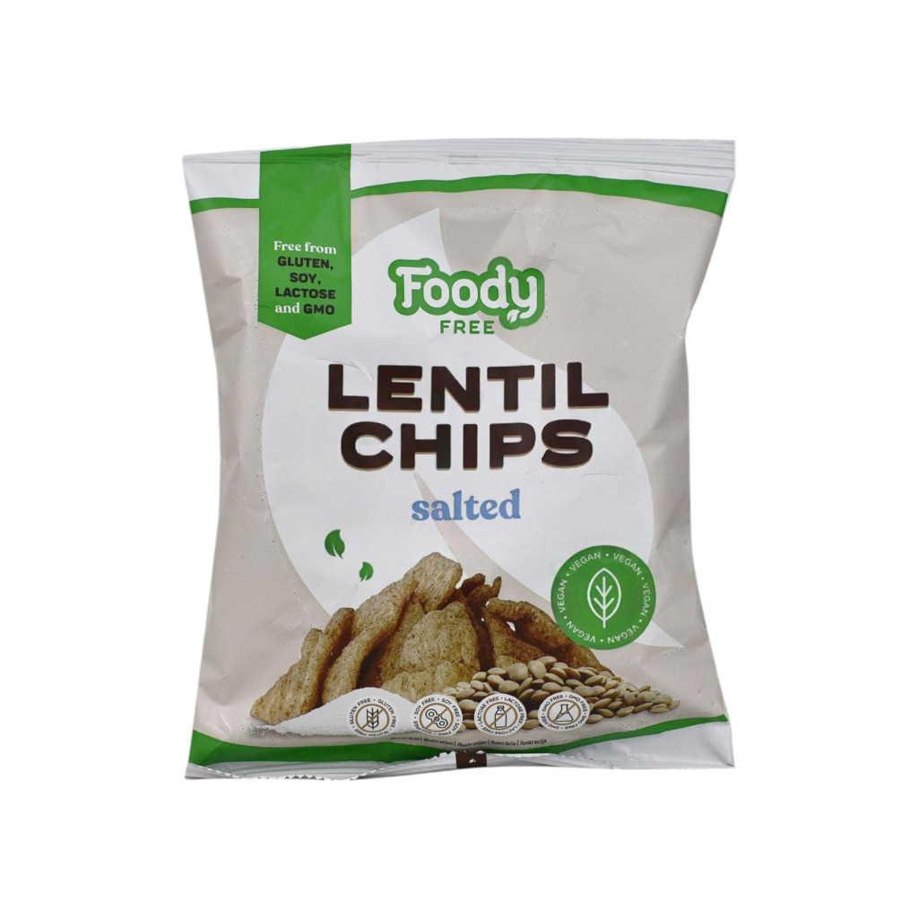 Foody Free bezglutenowe chipsy z soczewicy z solą 50 g