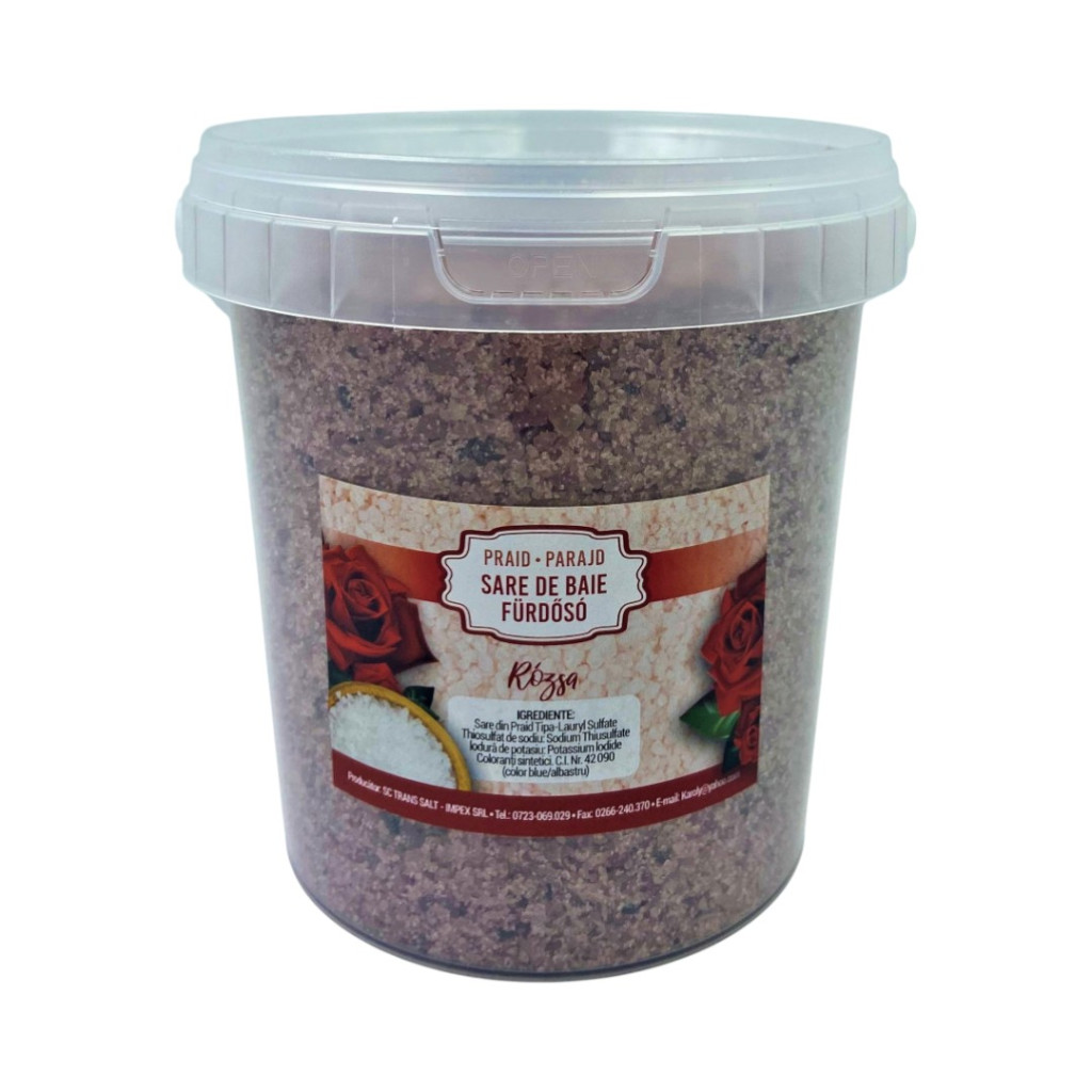 Ružová kúpeľná soľ 1kg vo vedre Parajdi
