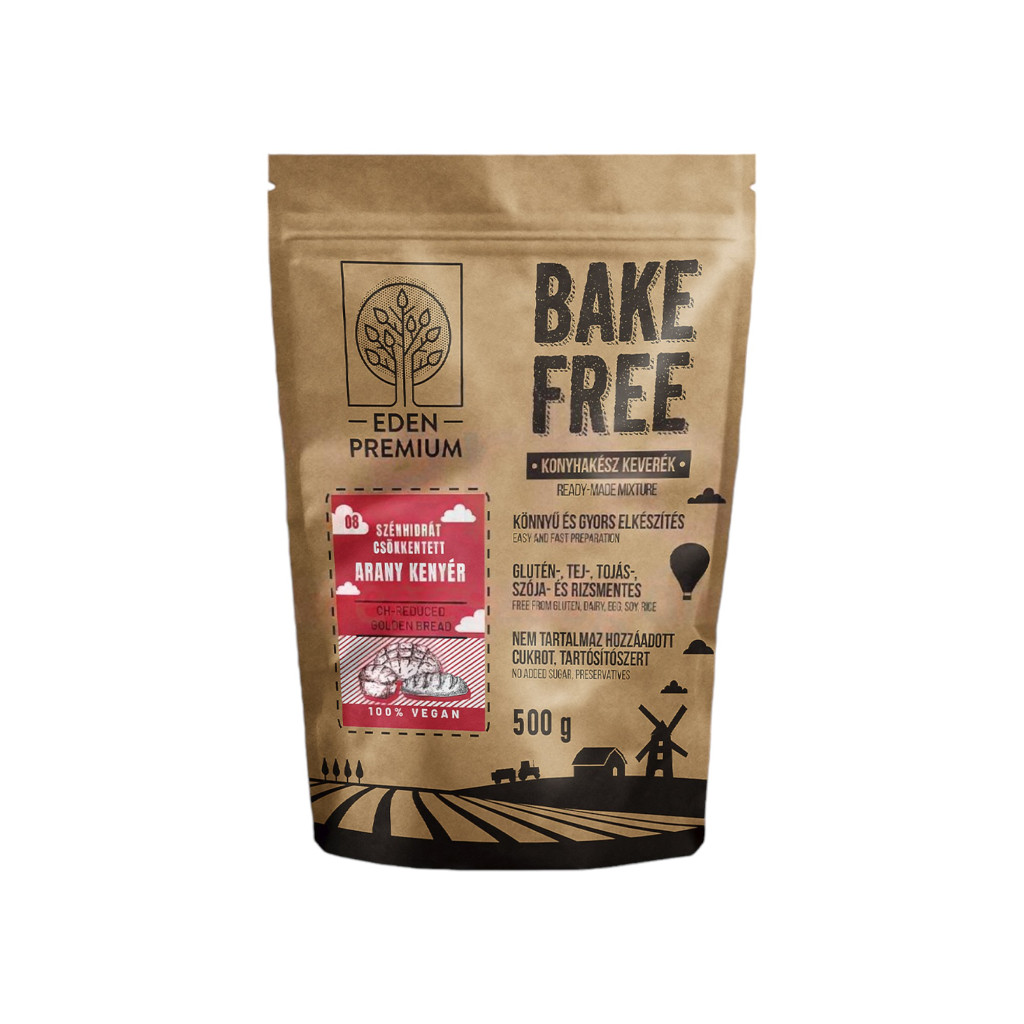 GLUTÉNMENTES EDEN PRÉMIUM BAKE-FREE SZÉNHIDRÁTCSÖKKENTETT ARANY KENYÉR LISZTKEVERÉK 500 g