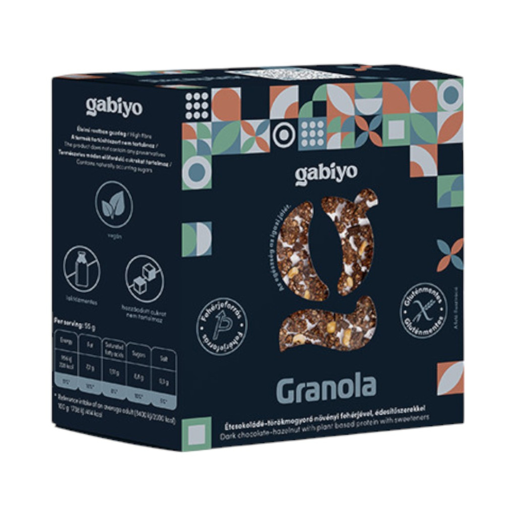 BEZLEPKOVÁ BIGIBA GRANOLA S KUSY ČOKOLÁDY A TURECKÝMI LÍSKOVÝMI OŘÍŠKY ROSTLINNÝ PROTEIN 275 g