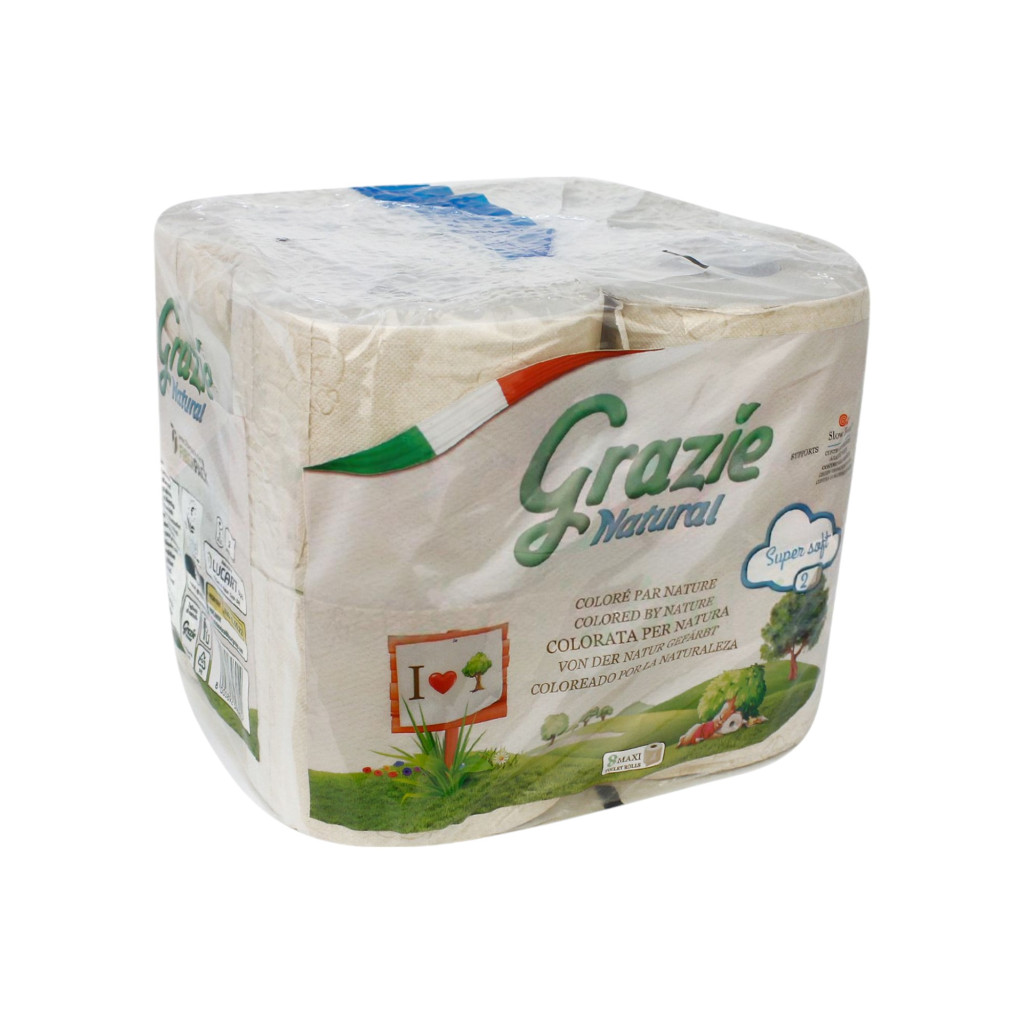 Hârtie igienică ecologică Grazie Natural, pachet de 8 role maxi