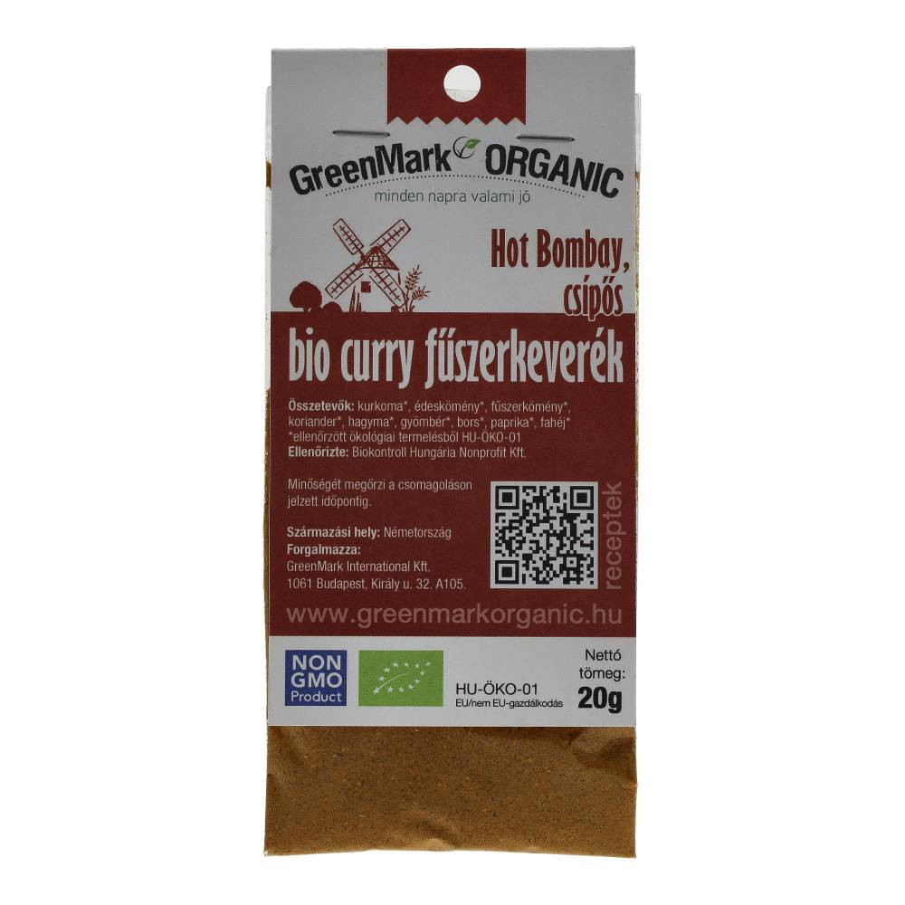 Biológická koreninová zmes s curry Greenmark pikantné Hot bombay 20 g