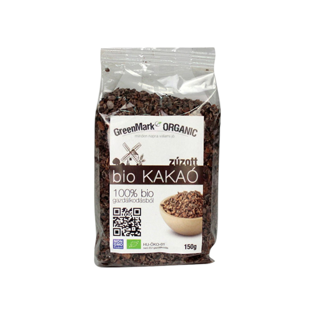Bio pražené a krájené kakaové boby značky Greenmark 150 g