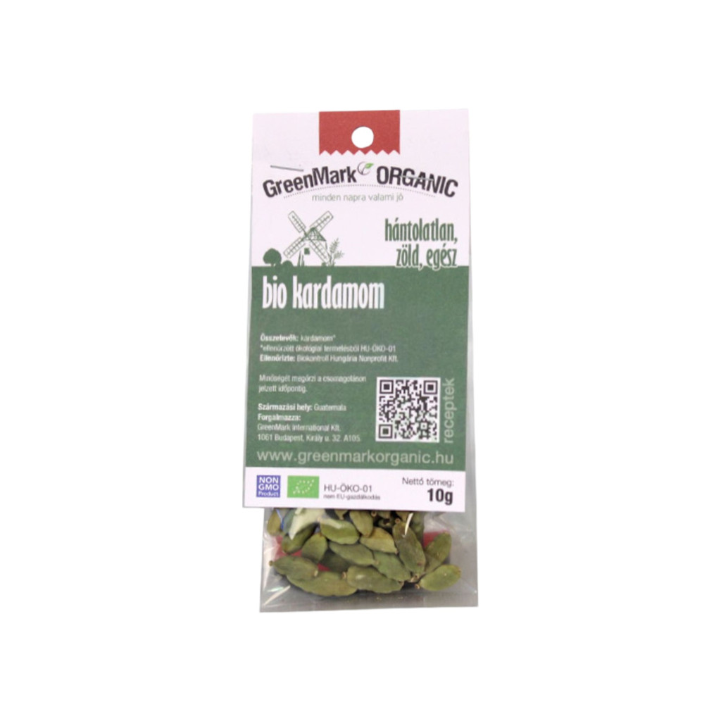 Greenmark organic whole cardamom, unpeeled, green, 10 g