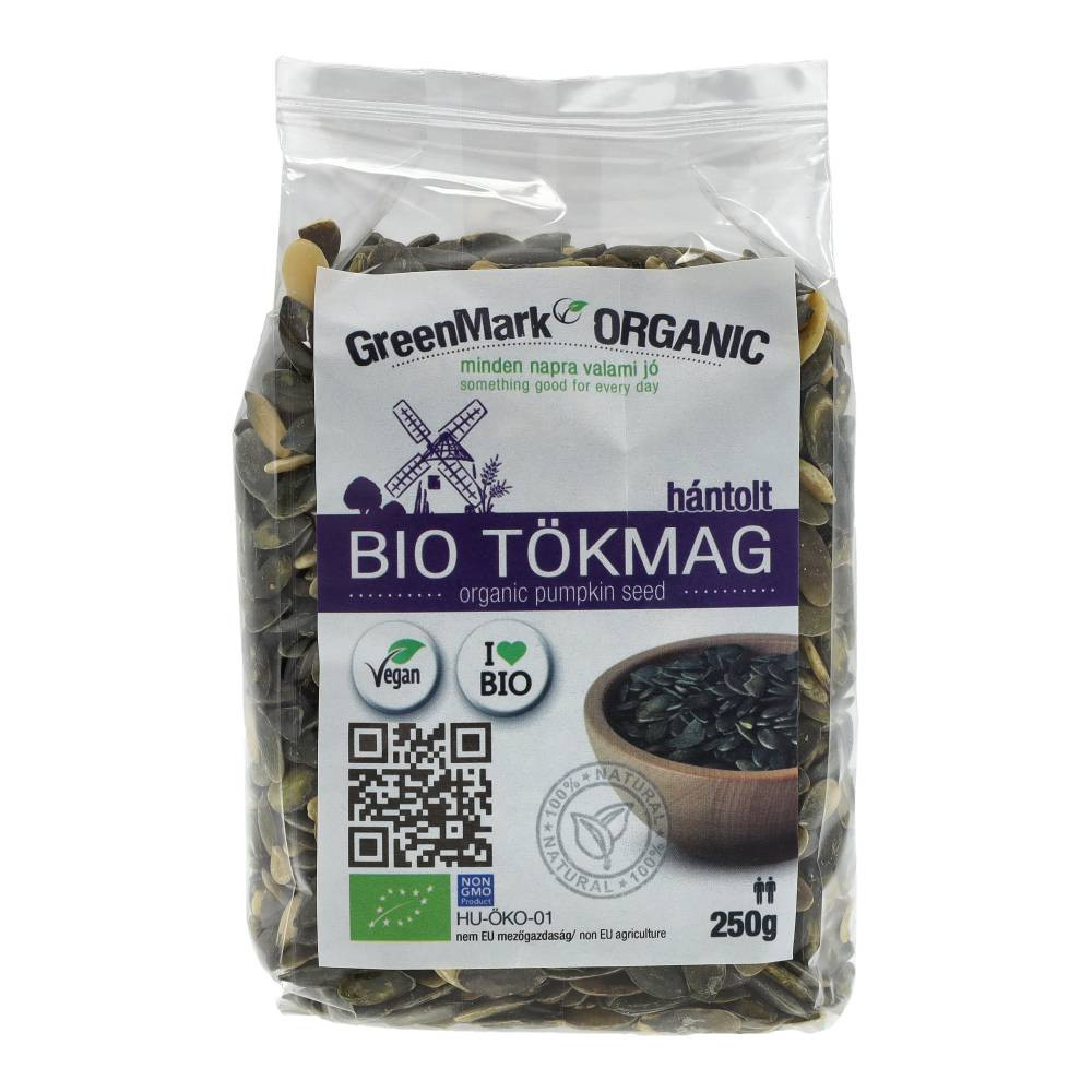 Lesklé olúpané bio tekvicové semiačka značky Greenmark 250 g