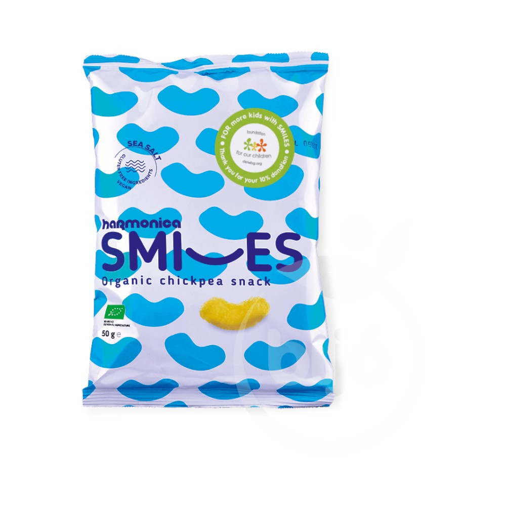 Harmonica bio smiles csicseriborsó snack tengeri sóval 50 g
