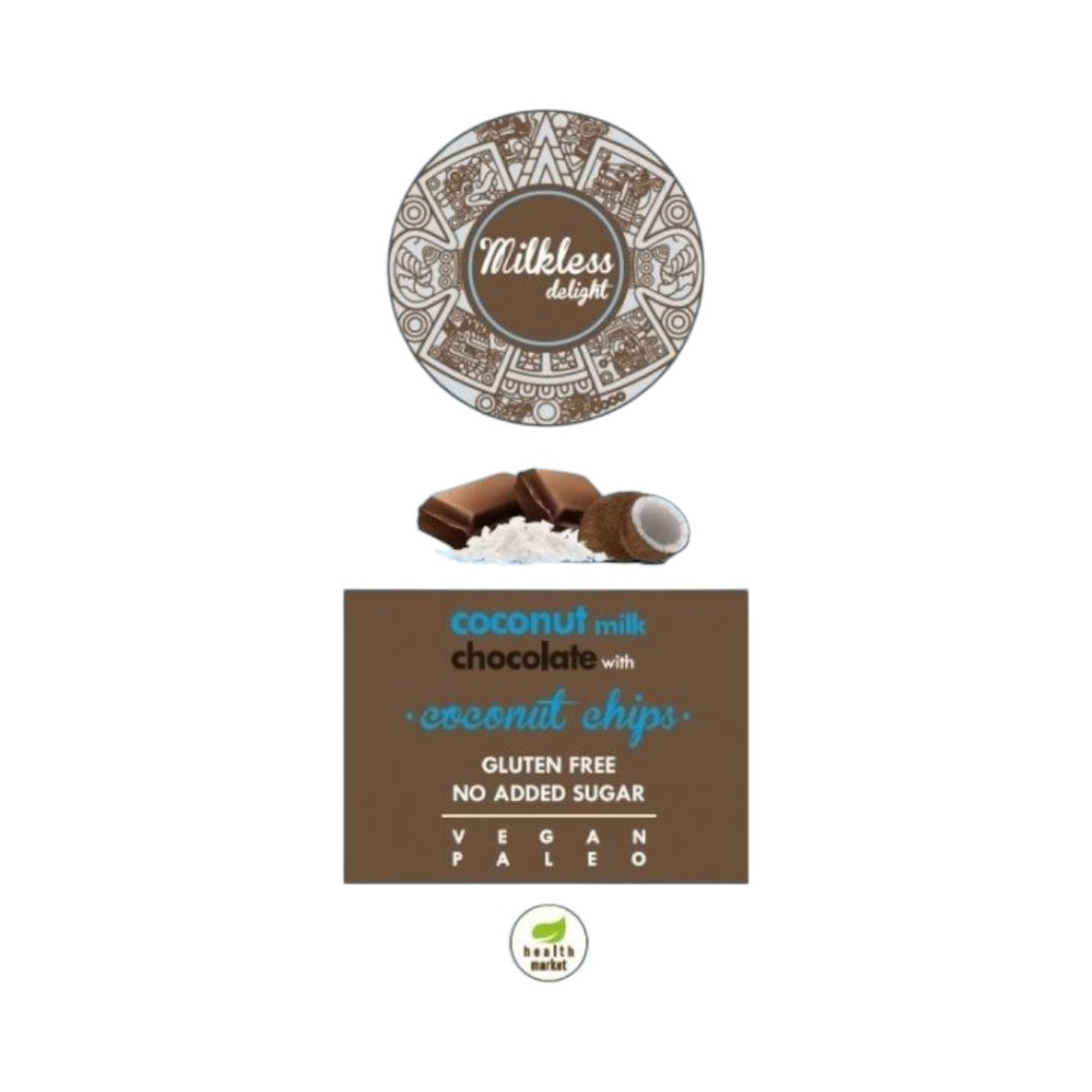 Gesunder Markt Paleo Milchlose Leckerei Schokolade-Kokosmilch mit Kokoschips gesüßt 80 g