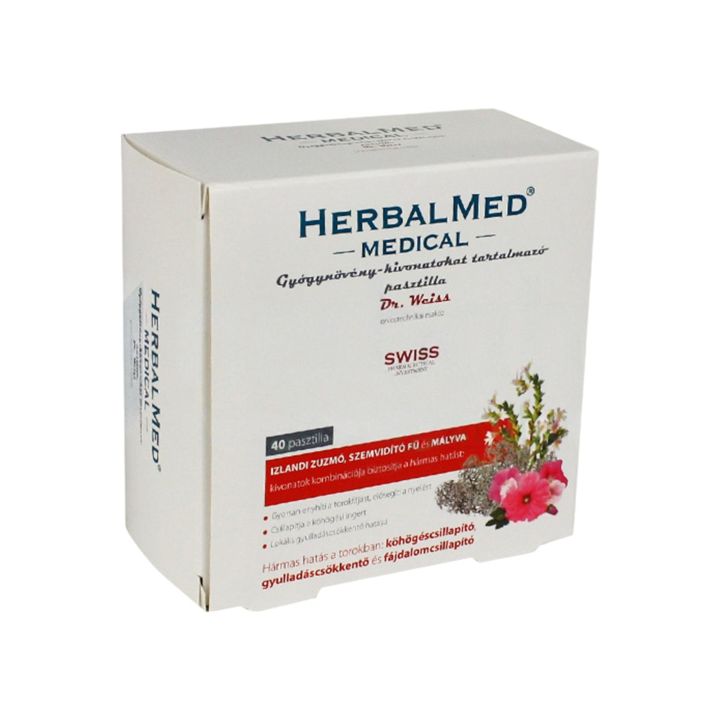 Pastile de gât Herbalmed medical pentru dezinfectarea gâtului, 40 bucăți