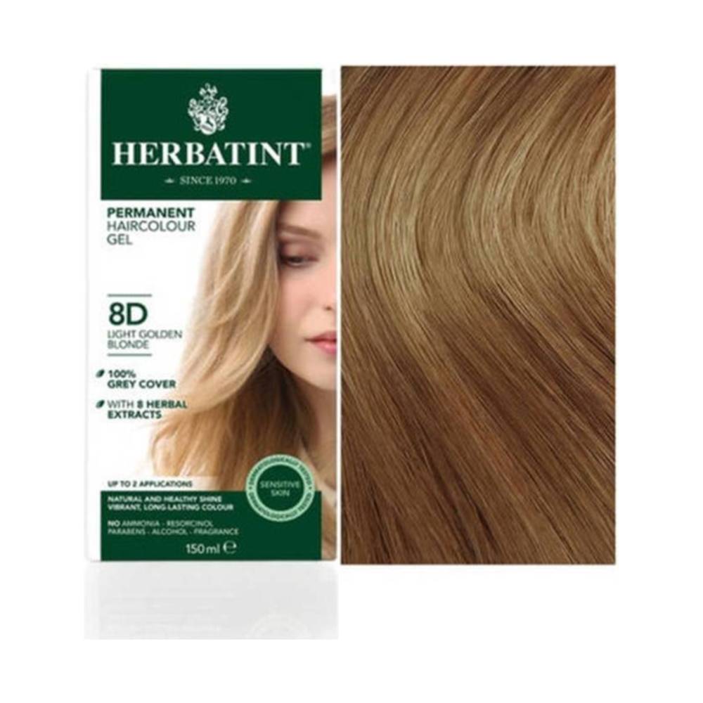 Farba do włosów w kolorze jasny złocisty blond Herbatint 8D 135 ml