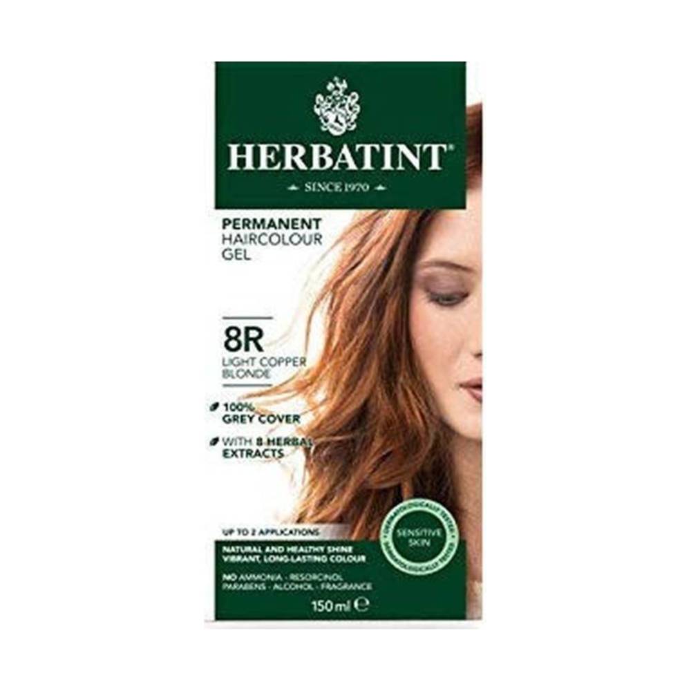 Farba na vlasy svetlo hnedá blond Herbatint 8r s meďou 135 ml