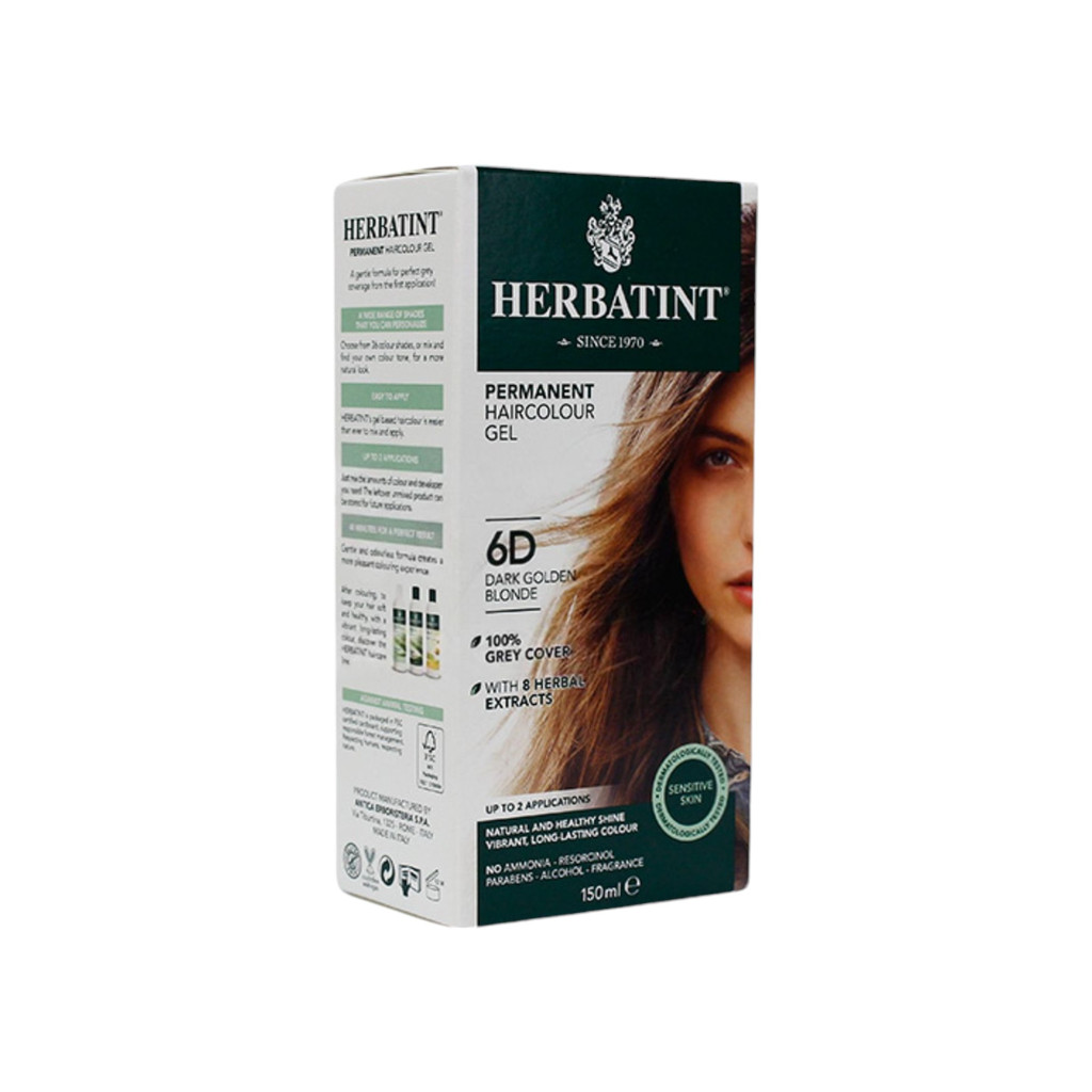 PRIRODNÁ TRVALÁ FARBA NA VLASY HERBATINT 6D (TM. ZLATÁ BLOND) 150 ml
