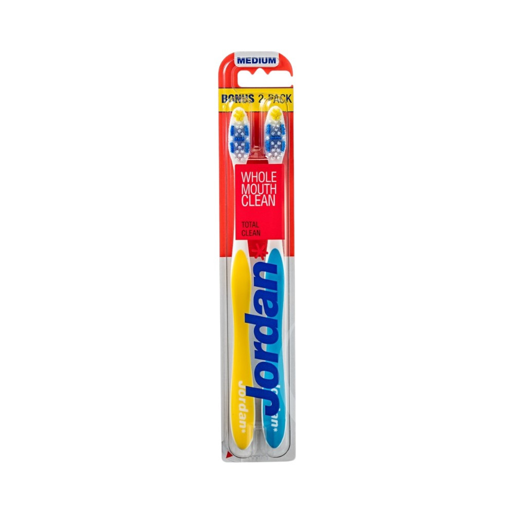 Jordan Total Clean średnia szczoteczka do zębów duopack dla dorosłych 1 szt.