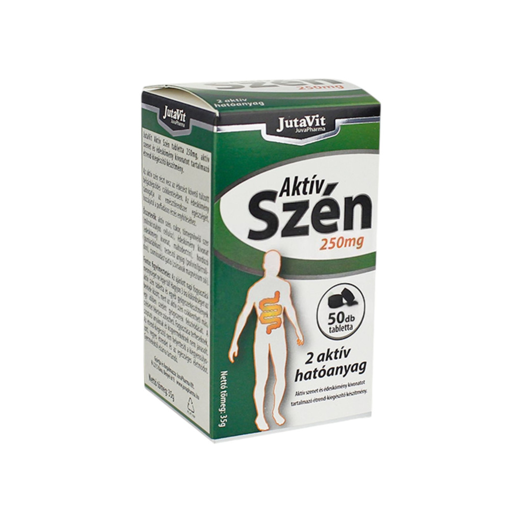 Tabletki z aktywnym węglem JutaVit 250 mg, 50 szt.