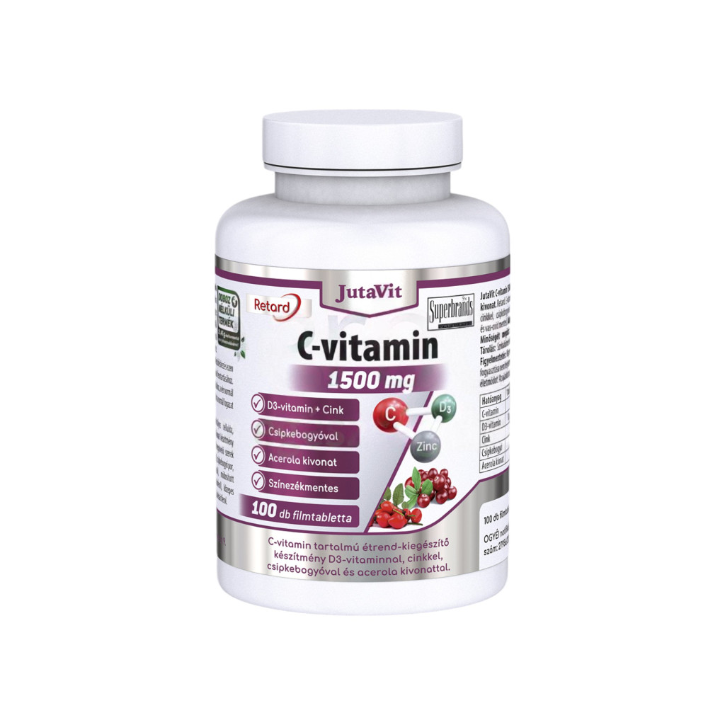 Jutavit C- Vitamin 1500 Mg Retard + Rosehip + Acerola Extract + D3 + Zinc 100 pcs