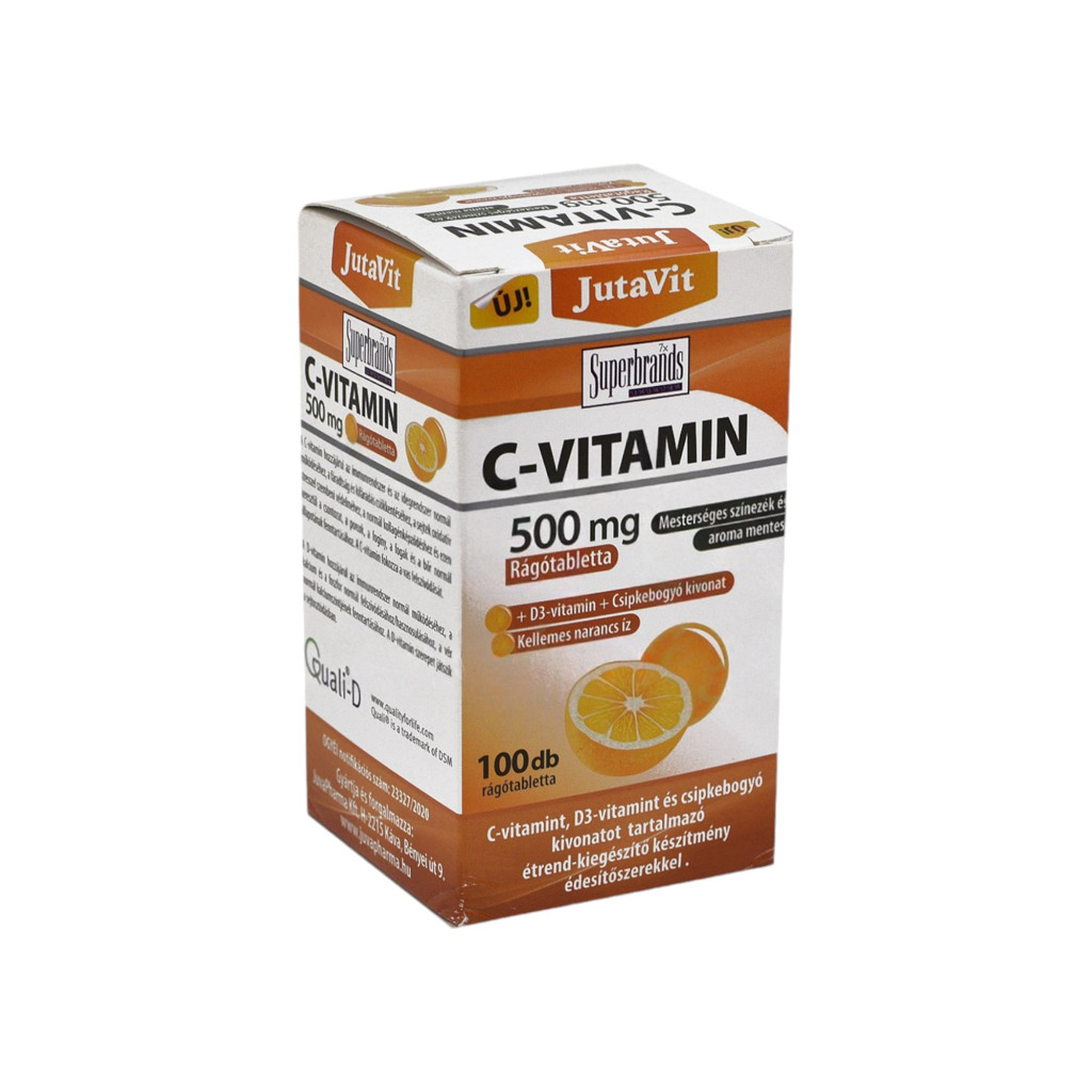 Jutavit Vitamin C 500 mg Orange Chewable Tablet + D3 + Rosehip Extract 100 pcs