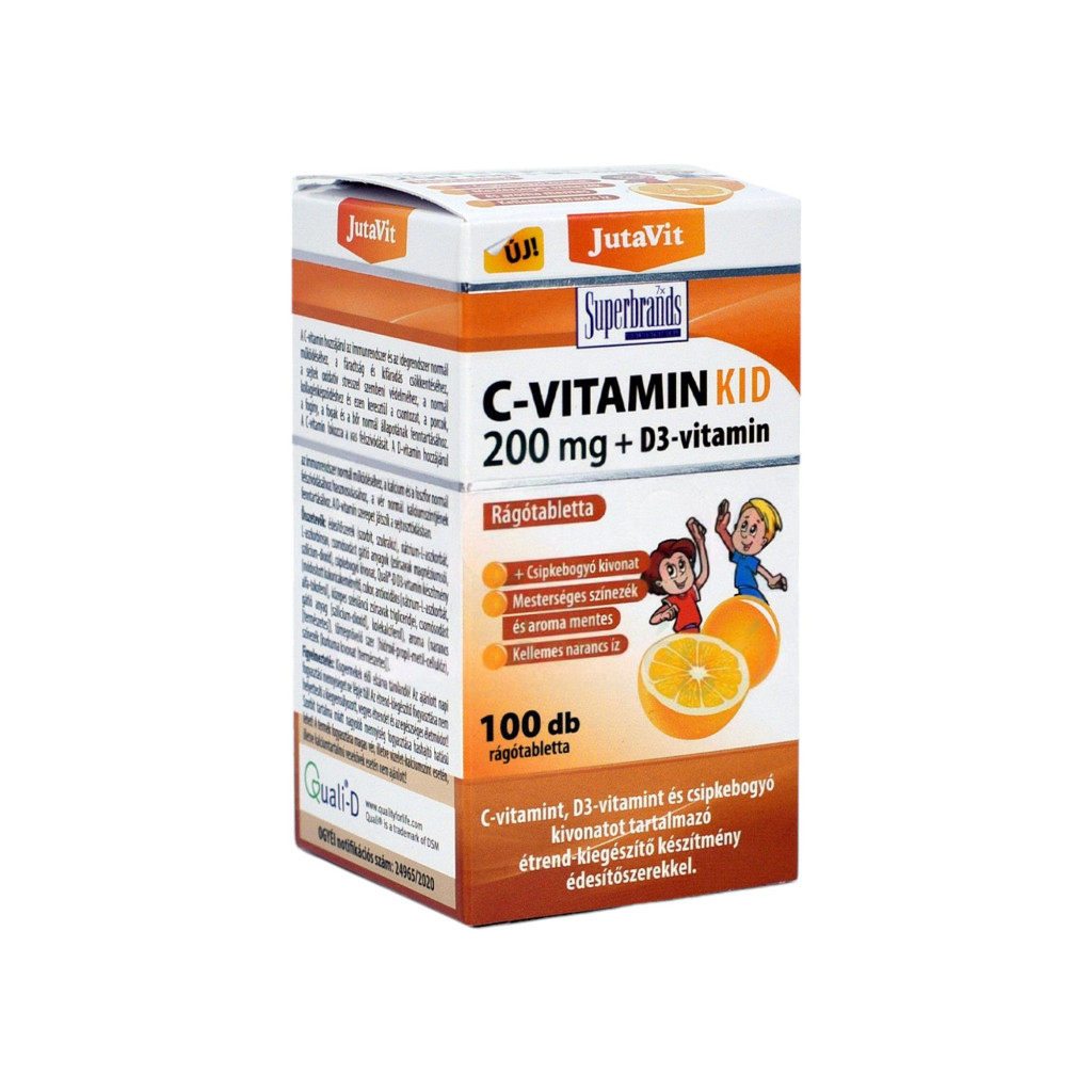 Jutavit C-Vitamin Kid 200Mg+D3-Vitamin 100 pcs