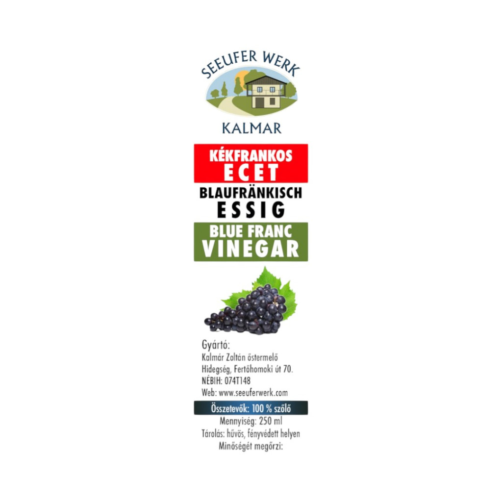 Ocet z modrého frankovku, nefiltrovaný, 250 ml, z 100% hrozna KALMAR