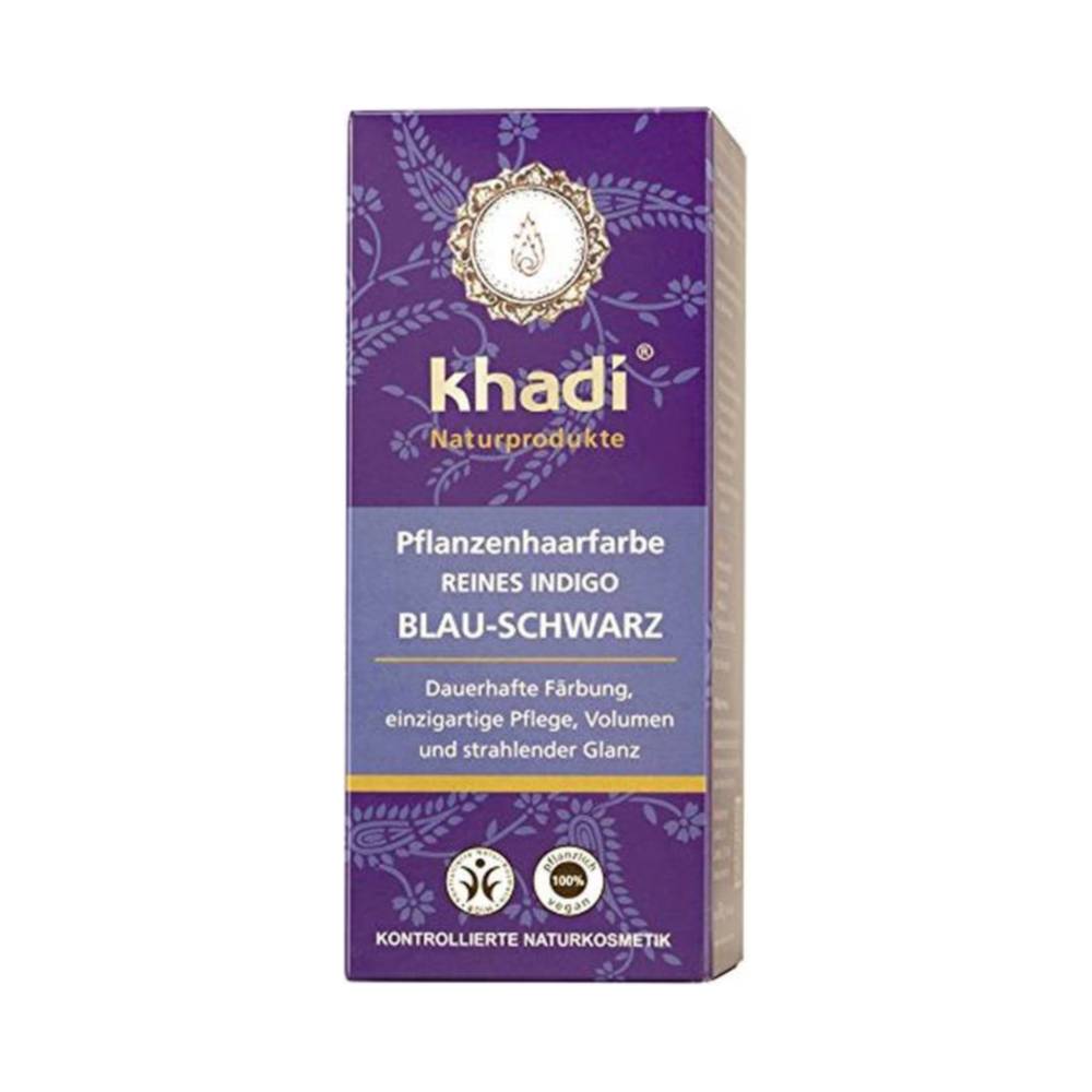 Vopsea bio pudră pentru păr Khadi în nuanța negru-albastru indigo 100 g