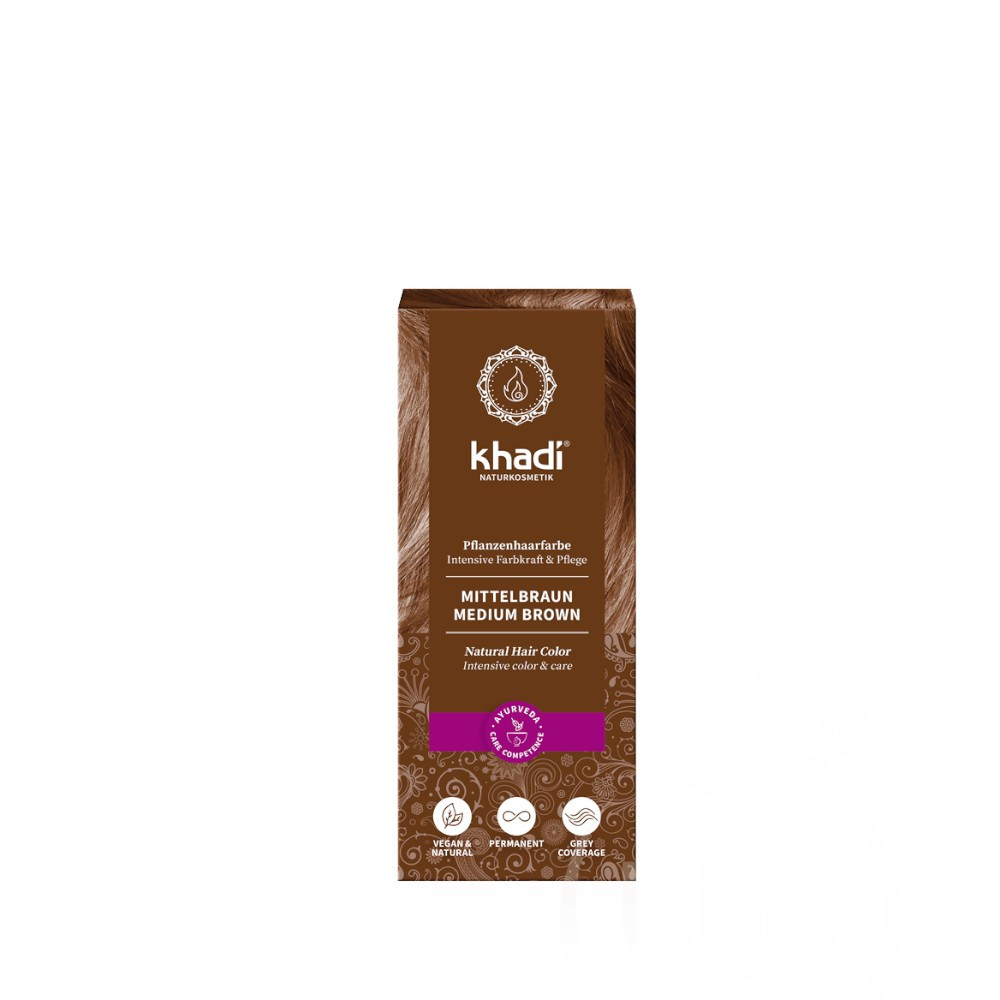 Khadi bio hajfesték por középbarna 100 g