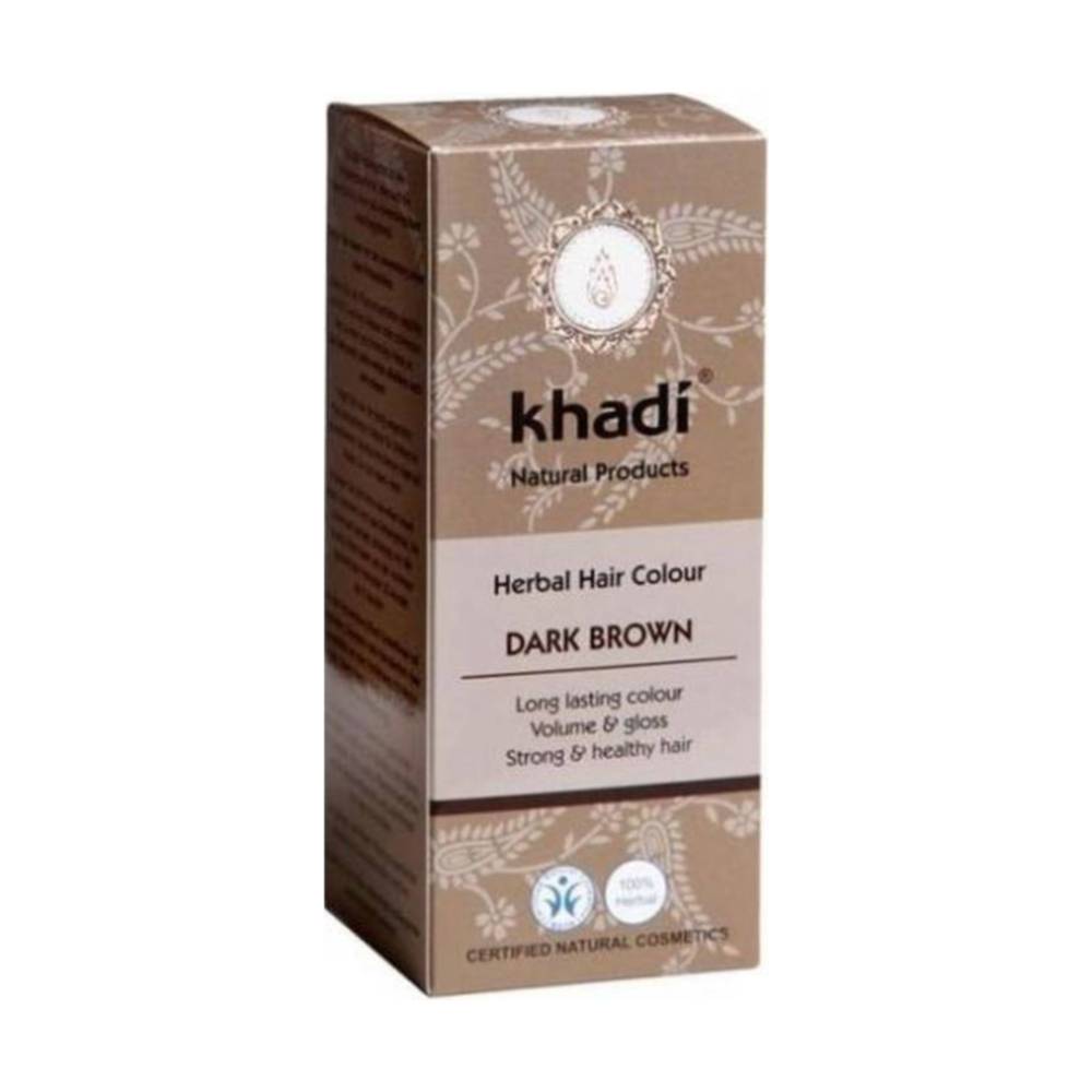 Khadi Bio-Haarfarbpulver in dunkelbrauner Farbe, 100 g