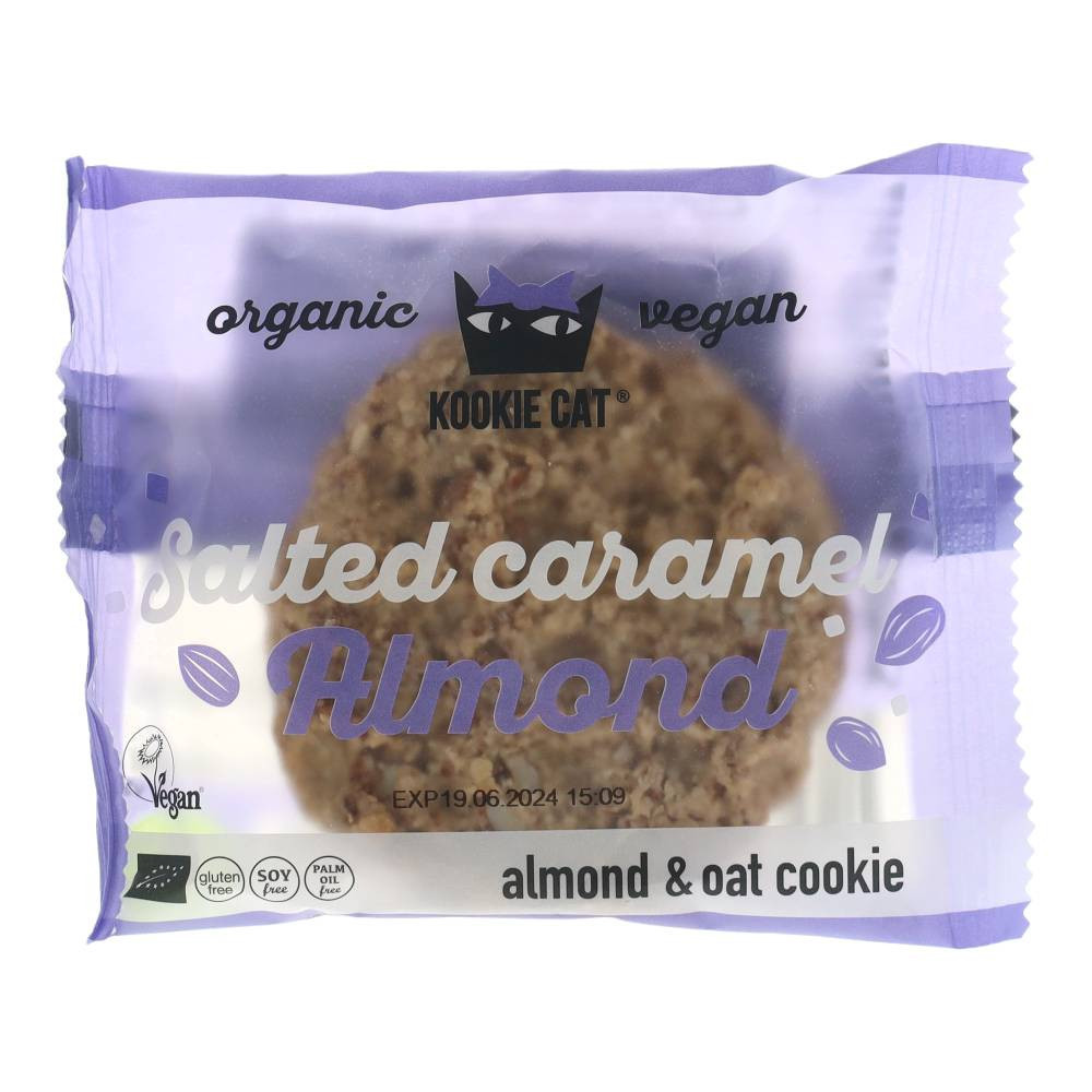 Kookie Cat organic vegan almond oat cookies with salty caramel 50 g
